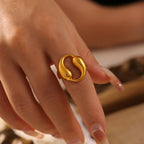 Vintage Sculptural Hollow Teardrop Open Ring