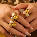 Vintage Orb Pavé Pearl Statement Ring
