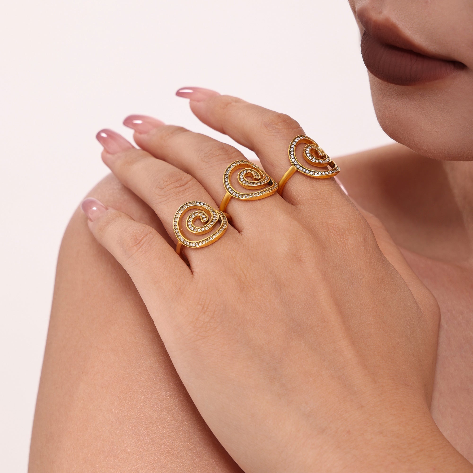 Onivan Sculptural Swirl CZ Bypass Ring