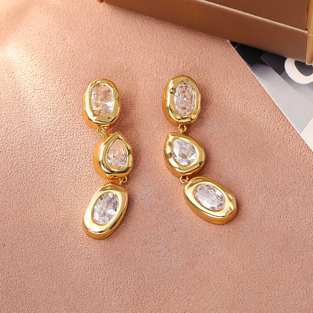 French Vintage Zircon Drop Earrings