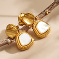 Geometric Mother of Pearl Drop Earrings