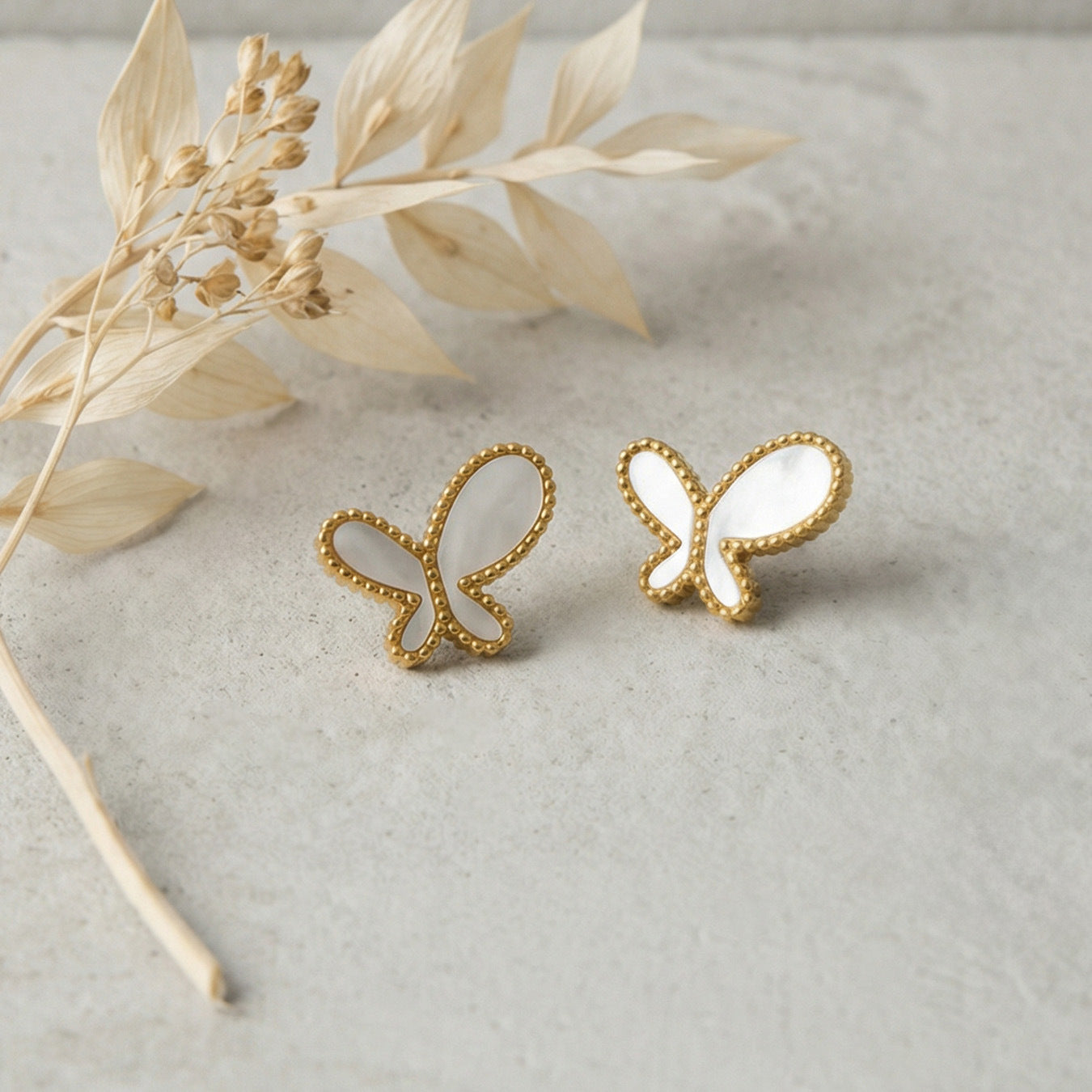 Dainty Mother of Pearl Butterfly Studs