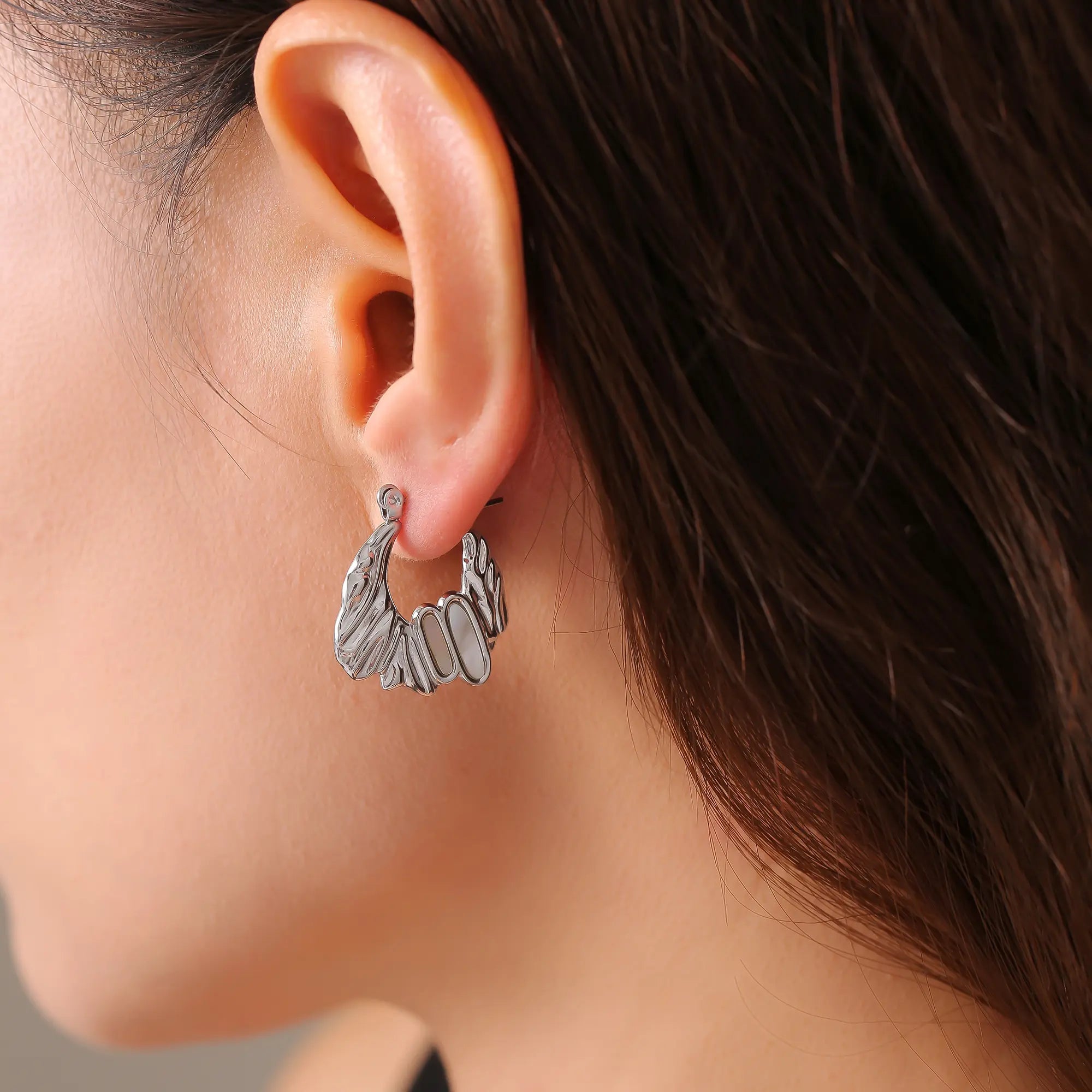 Irregular Molten Shell Hoop Earrings