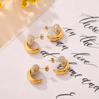 Minimalist Crescent Moon Zircon Stud Earrings
