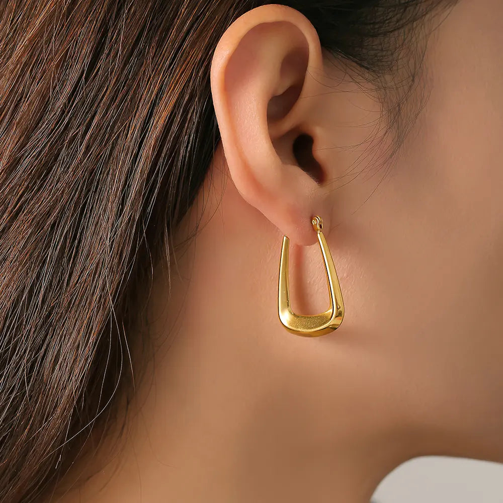 Minimalist Geometric U-Shape Hoop Earrings