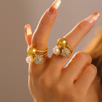 Vintage Orb Pavé Pearl Statement Ring