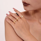 French Enamel Olive Leaf Vine Ring