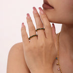 Vintage Bezel Emerald Green Gemstone Ring