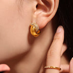 Minimalist Crescent Moon Zircon Stud Earrings