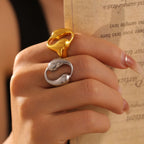Vintage Sculptural Hollow Teardrop Open Ring
