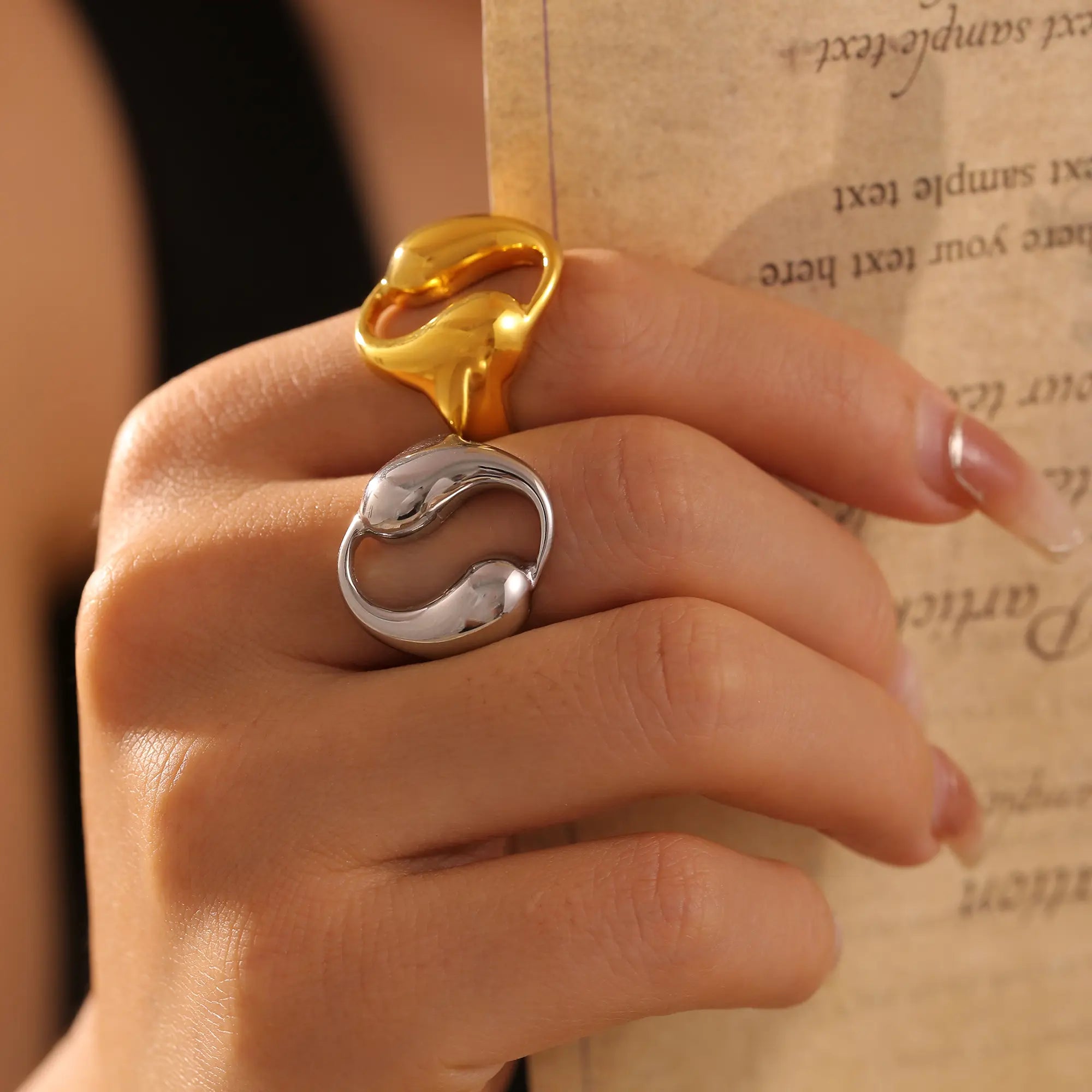 Vintage Sculptural Hollow Teardrop Open Ring