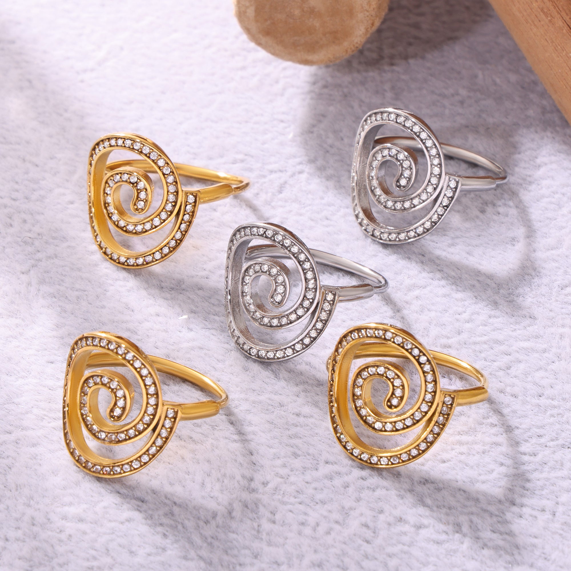 Onivan Sculptural Swirl CZ Bypass Ring