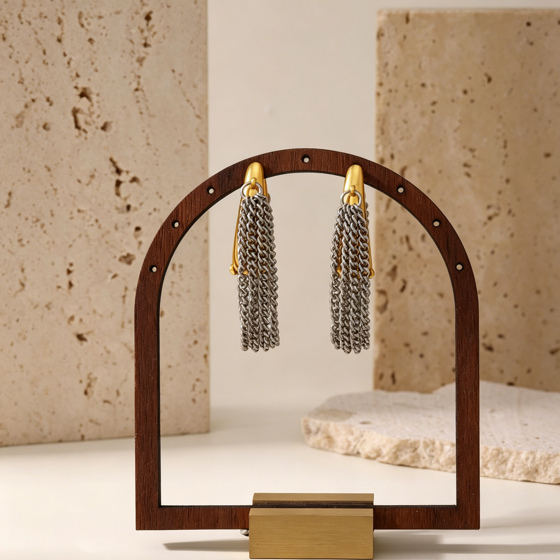 Multi-Layer Chain Fringe Hoop Earrings