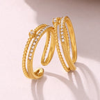 Double Layer Sparkly CZ Adjustable Ring