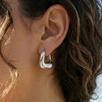 Chunky U-Shape Oval Hoop Earrings