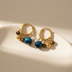 Vintage Natural Stone Tassel Hoop Earrings