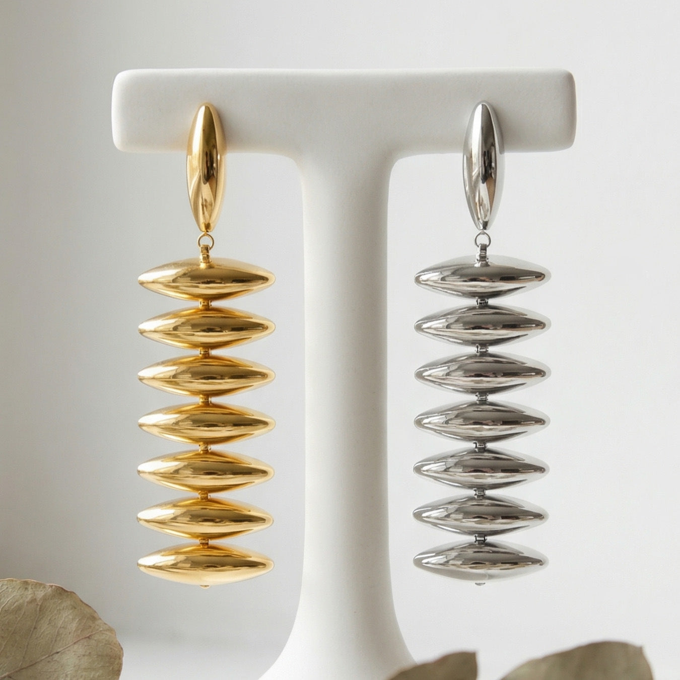 Chunky Metallic Beaded Drop Earrings