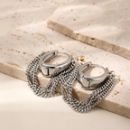 Multi-Layer Chain Fringe Hoop Earrings