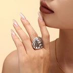 Sculptural Hollow Wave Ring