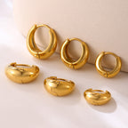 Minimalist Chunky Waterdrop Hoop Earrings in Waterproof Stainless Steel
