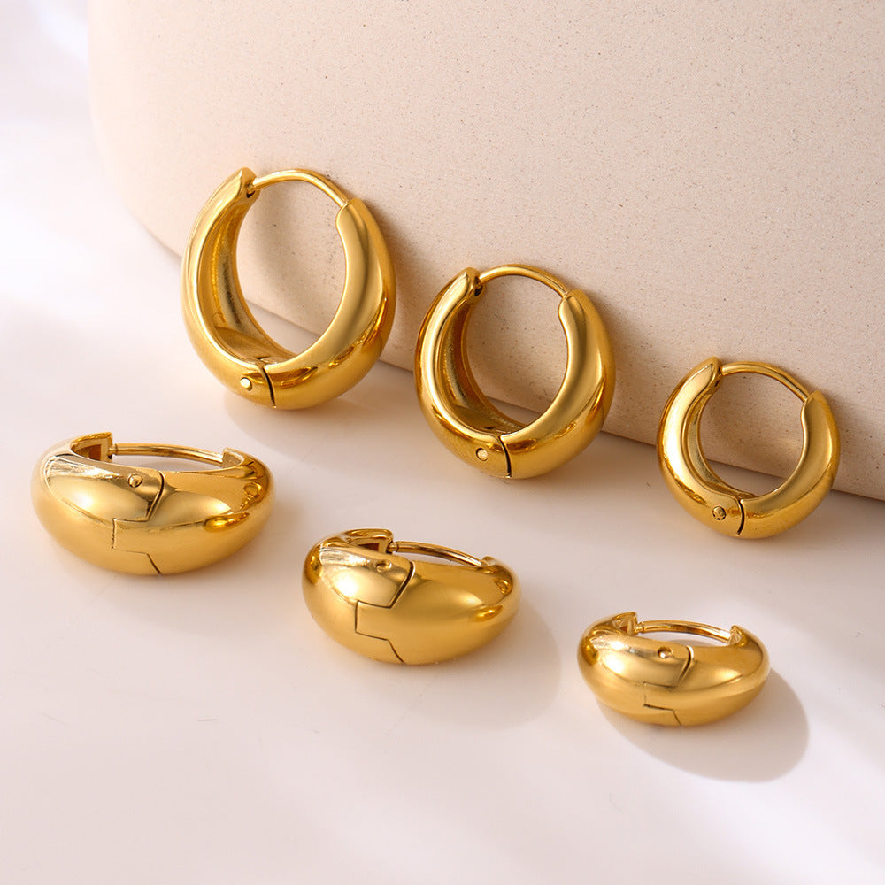 Minimalist Chunky Waterdrop Hoop Earrings in Waterproof Stainless Steel