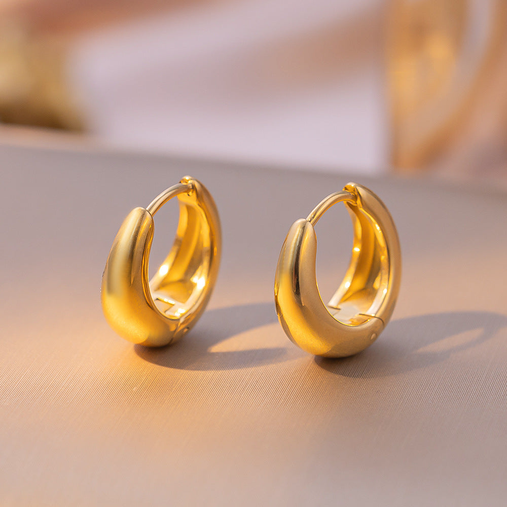 Minimalist Chunky Waterdrop Hoop Earrings in Waterproof Stainless Steel