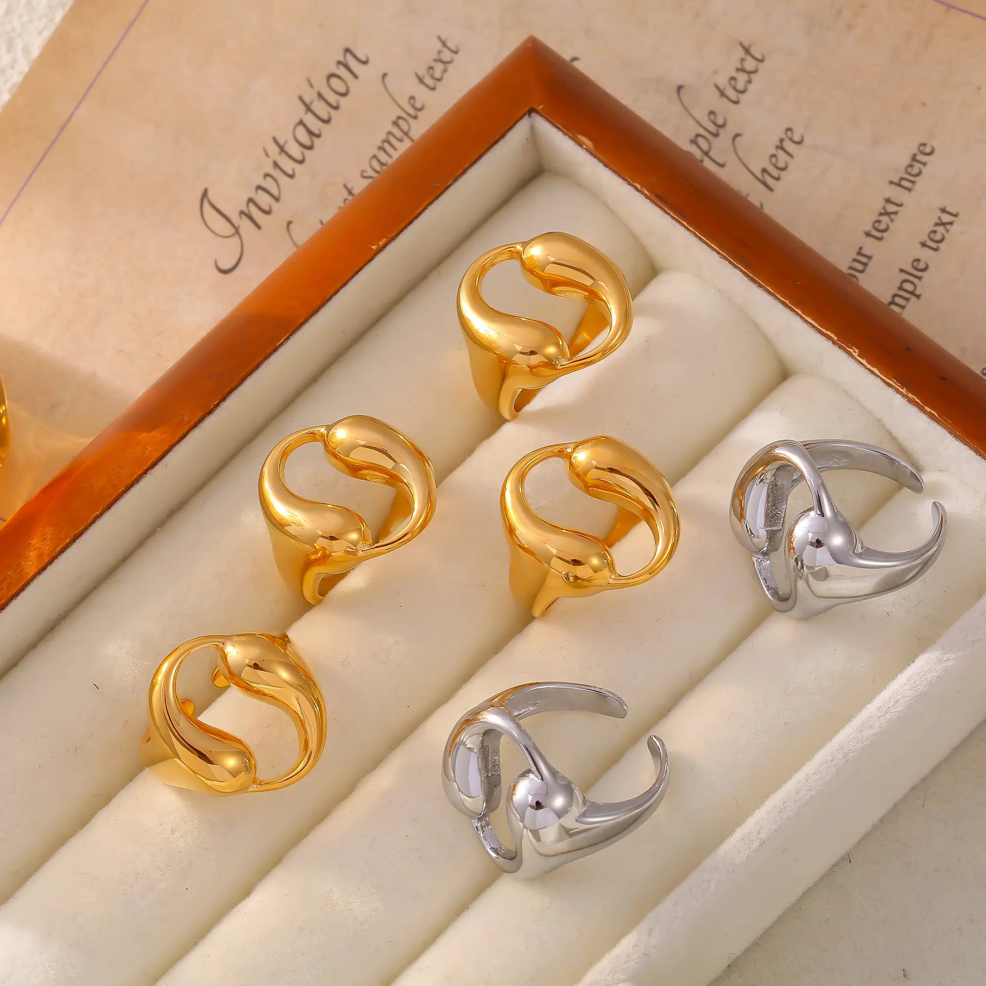 Vintage Sculptural Hollow Teardrop Open Ring