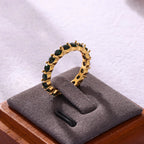 Vintage Bezel Emerald Green Gemstone Ring