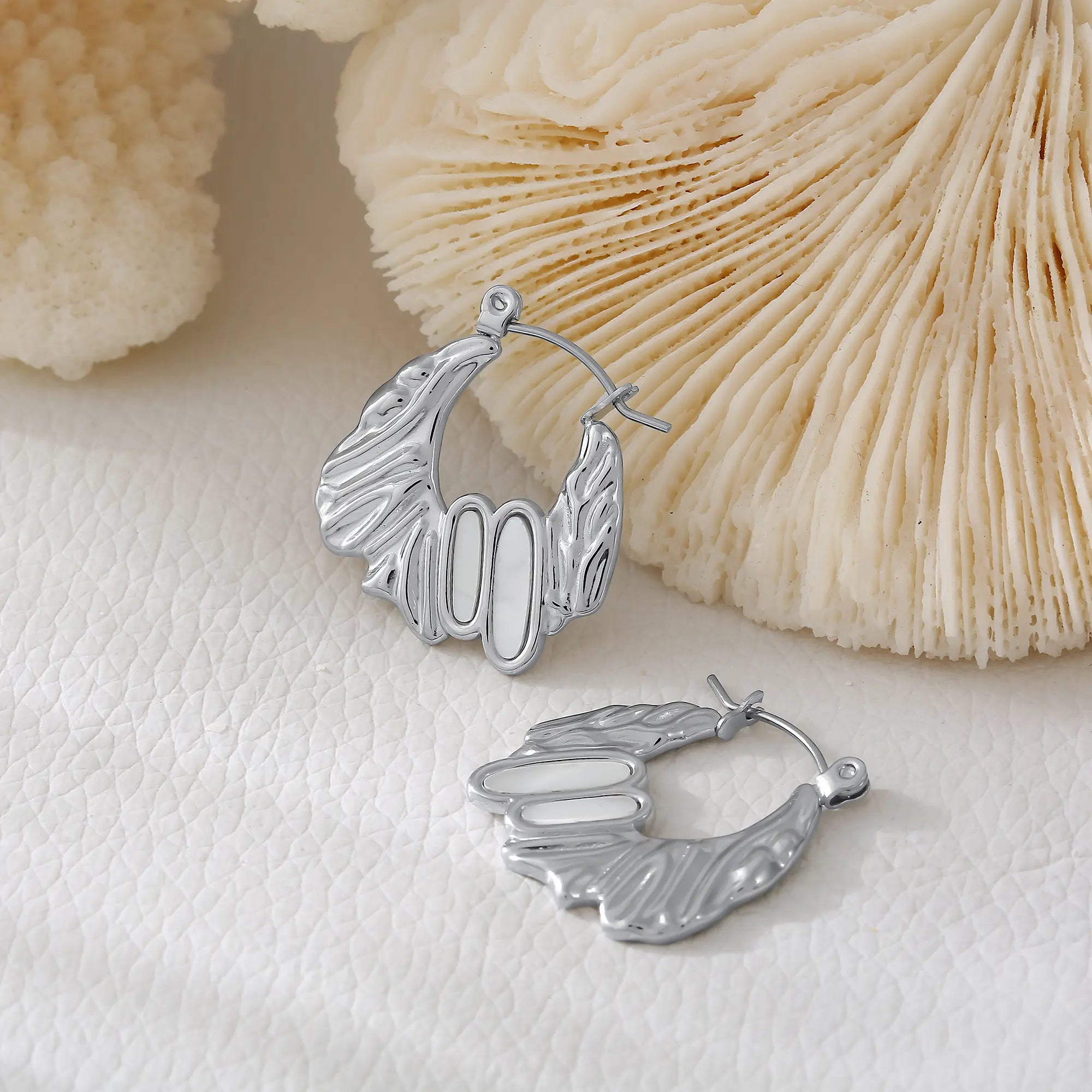 Irregular Molten Shell Hoop Earrings