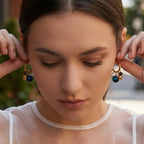 Vintage Natural Stone Tassel Hoop Earrings
