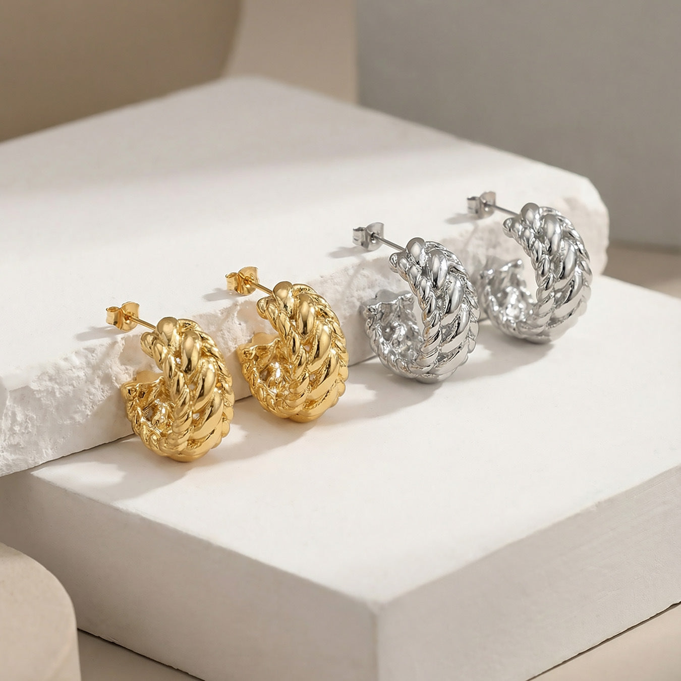 Minimalist Twisted Knot Hoop Earrings