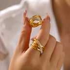 Vintage Criss Cross Multi-Layer Pavé Band Ring