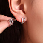 Minimalist Double Row C-Shape Hoop Earrings