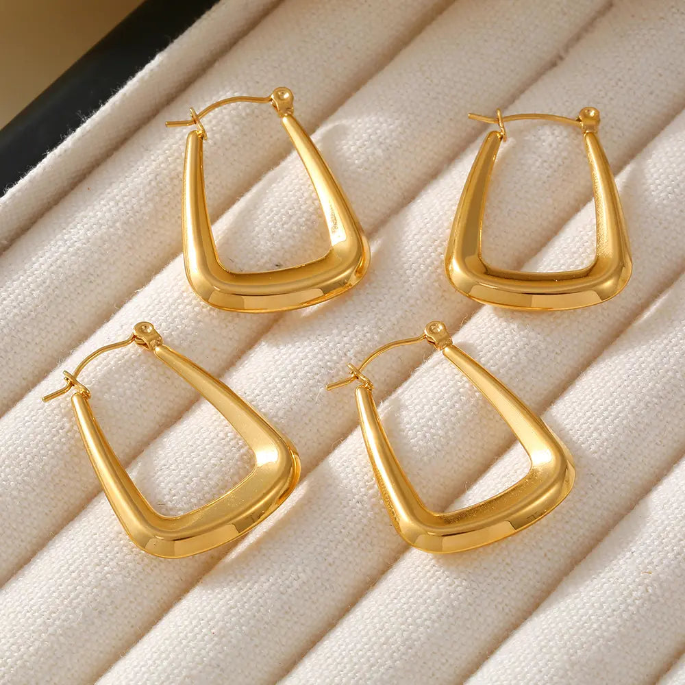 Minimalist Geometric U-Shape Hoop Earrings