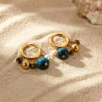 Vintage Natural Stone Tassel Hoop Earrings