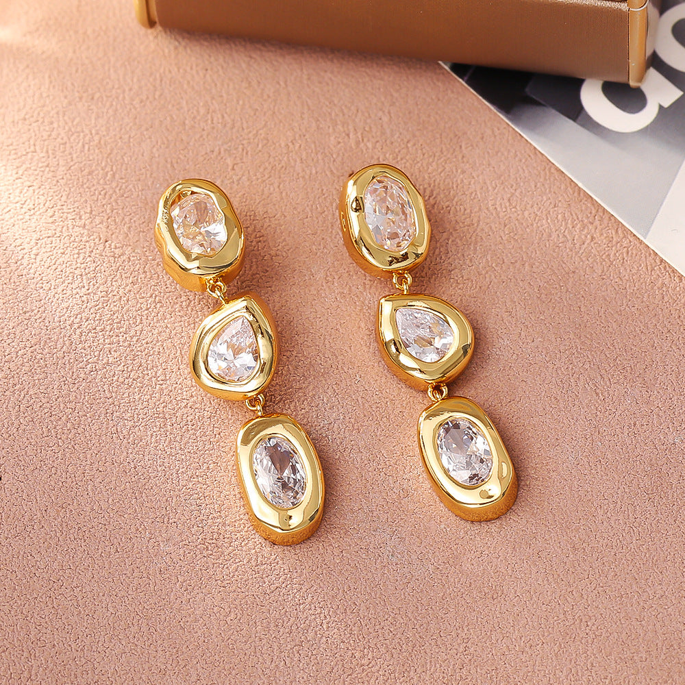 French Vintage Zircon Drop Earrings