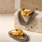 Multi-Layer Chain Fringe Hoop Earrings