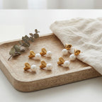 Dainty Pearl Heart Stud Earrings