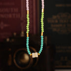 Dopamine Colorful Beaded CZ Charm Choker Necklace