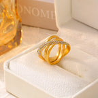 Vintage Criss Cross Multi-Layer Pavé Band Ring