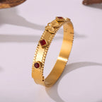 Vintage Beaded Gear Edge Crystal Gemstone Butterfly Bangle
