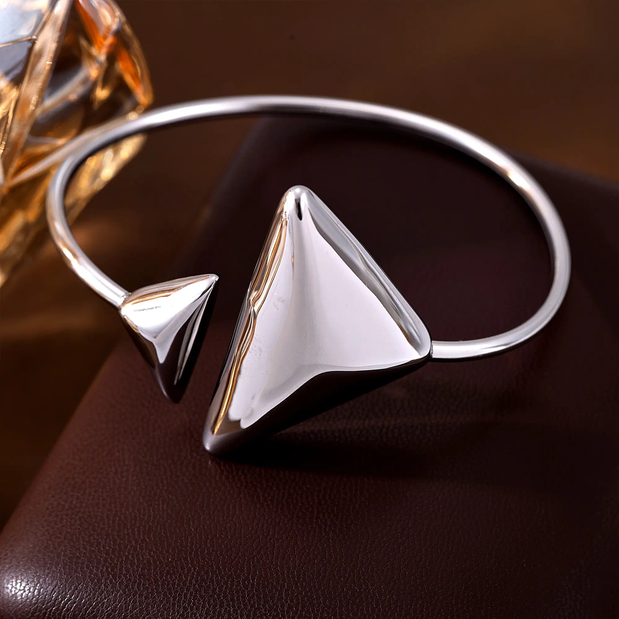 Chic Geometric Triangle Open Cuff Bangle