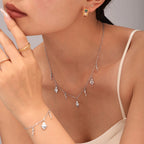Sacred Heart & Italian Horn Charm Layered Necklace & Bracelet Set