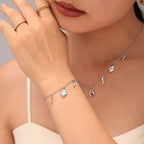 Sacred Heart & Italian Horn Charm Layered Necklace & Bracelet Set
