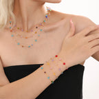 Colorful Gemstone Beads Necklace & Bracelet Jewelry Set