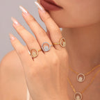 Double Circle CZ Necklace Bracelet & Ring Jewelry Set