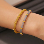 18K Gold Bamboo Mesh Chain Bracelet