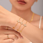 Sparkling CZ Clover Flower Necklace & Bracelet Jewelry Set