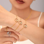 Double Circle CZ Necklace Bracelet & Ring Jewelry Set