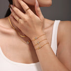 Dainty CZ Double Flower Layered Necklace & Bracelet Set